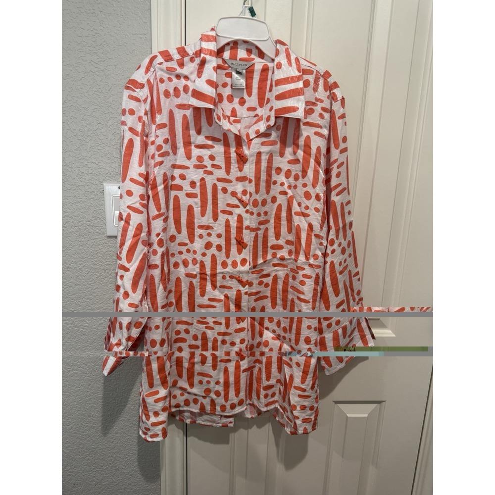 Multiples Orange Abstract Tunic Top Wearable Art Teacher Boho Whimsy Funky XL